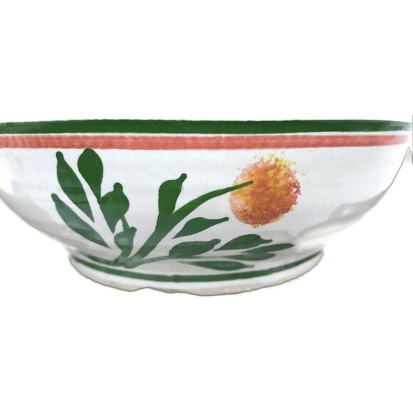 Vintage Lee’s Pottery Hand Painted Floral Fruit Bowl Planter Cream 8.5in x 3in - Picture 2 of 12